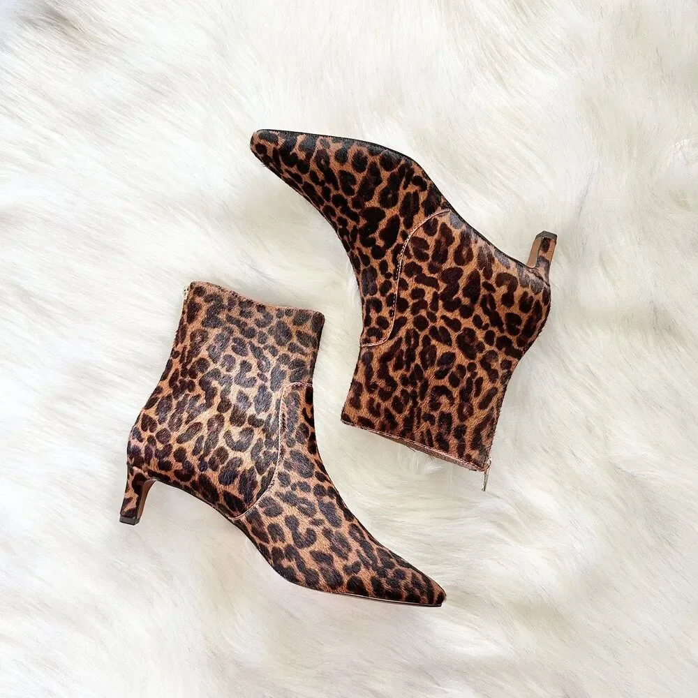 NWOB Madewell The Dimes Kitten-Heel Boot in Dark Carob Multi Animal Print Sz 8.5